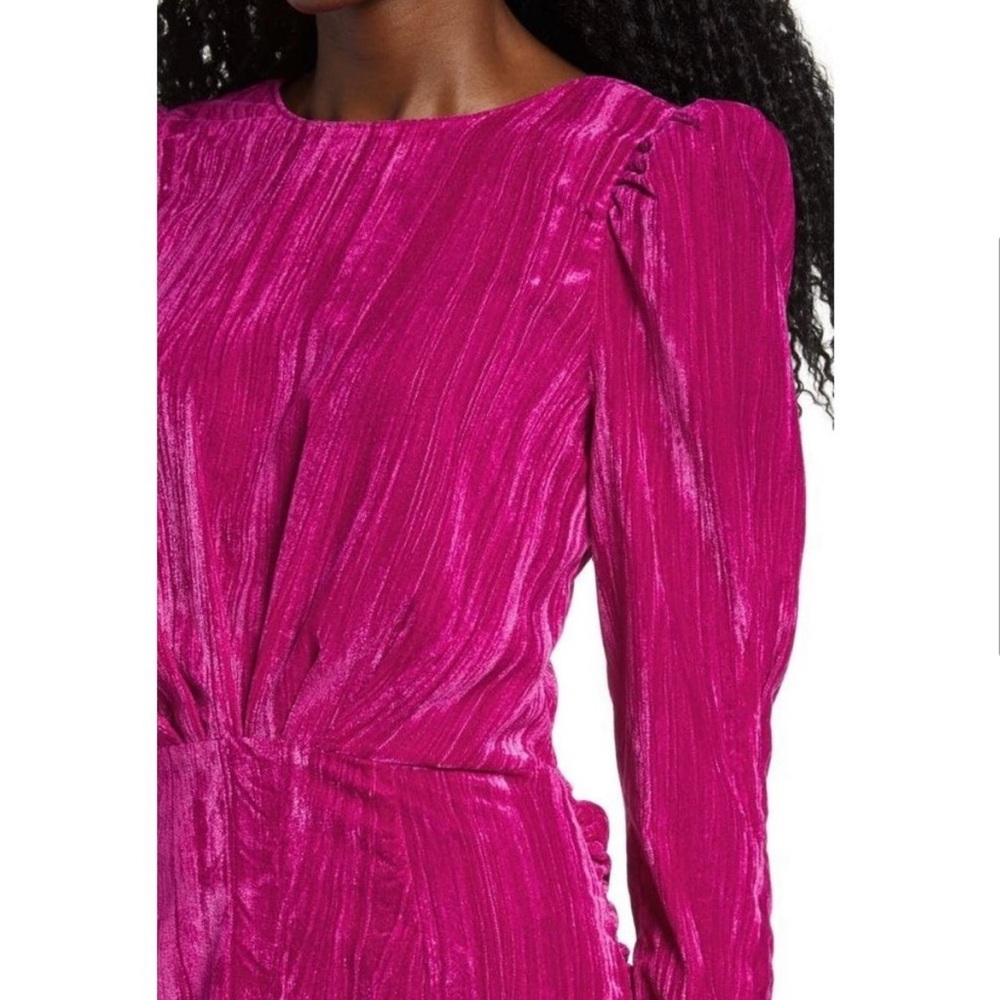 MEDIUM Women’s Saylor Tenley Pink Puff Long Sleeve Velvet Mini Dress NWT - Picture 10 of 14